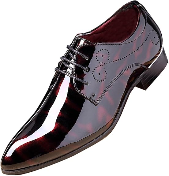 Men Fashion Dress Business Shoe Pointed Toe Floral Patent