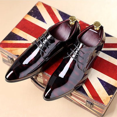 Men Fashion Dress Business Shoe Pointed Toe Floral Patent